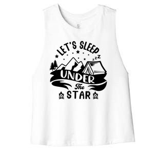 Lets Sleep Under The Stars Camping Women's Racerback Cropped Tank