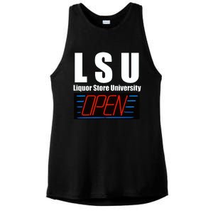 Liquor Store University LSU Funny Parody Ladies PosiCharge Tri-Blend Wicking Tank