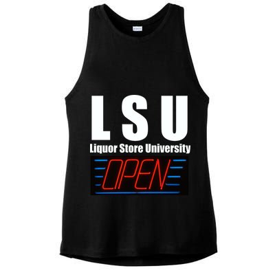 Liquor Store University LSU Funny Parody Ladies PosiCharge Tri-Blend Wicking Tank