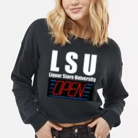 Liquor Store University LSU Funny Parody Cropped Pullover Crew