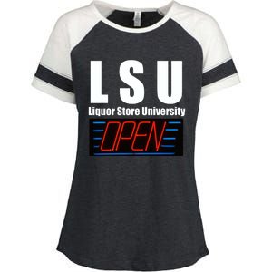 Liquor Store University LSU Funny Parody Enza Ladies Jersey Colorblock Tee