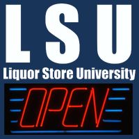 Liquor Store University LSU Funny Parody Button