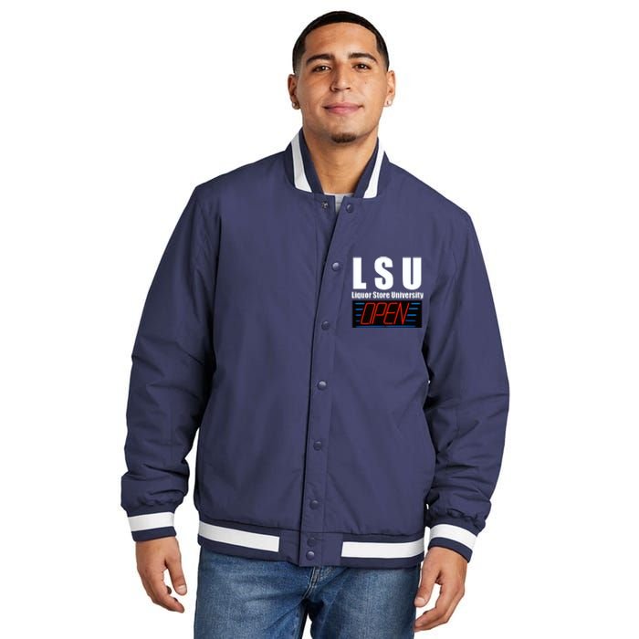 Liquor Store University LSU Funny Parody Insulated Varsity Jacket