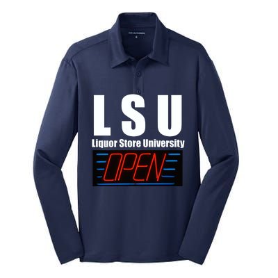 Liquor Store University LSU Funny Parody Silk Touch Performance Long Sleeve Polo