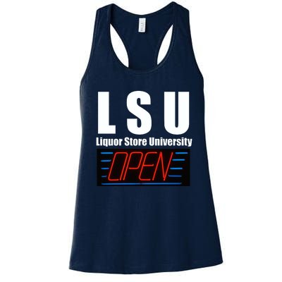 Liquor Store University LSU Funny Parody Women's Racerback Tank