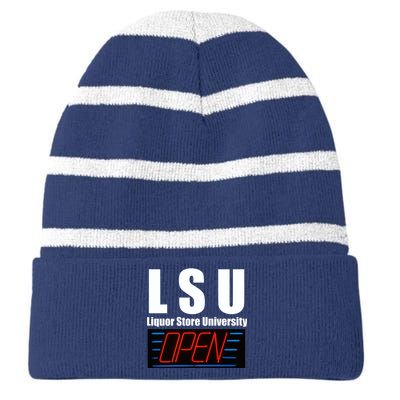 Liquor Store University LSU Funny Parody Striped Beanie with Solid Band