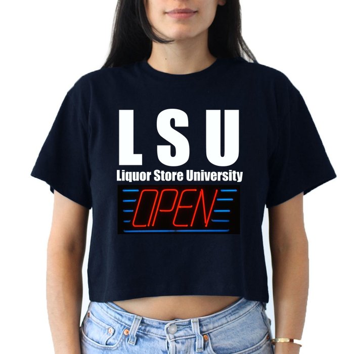 Liquor Store University LSU Funny Parody Crop Top