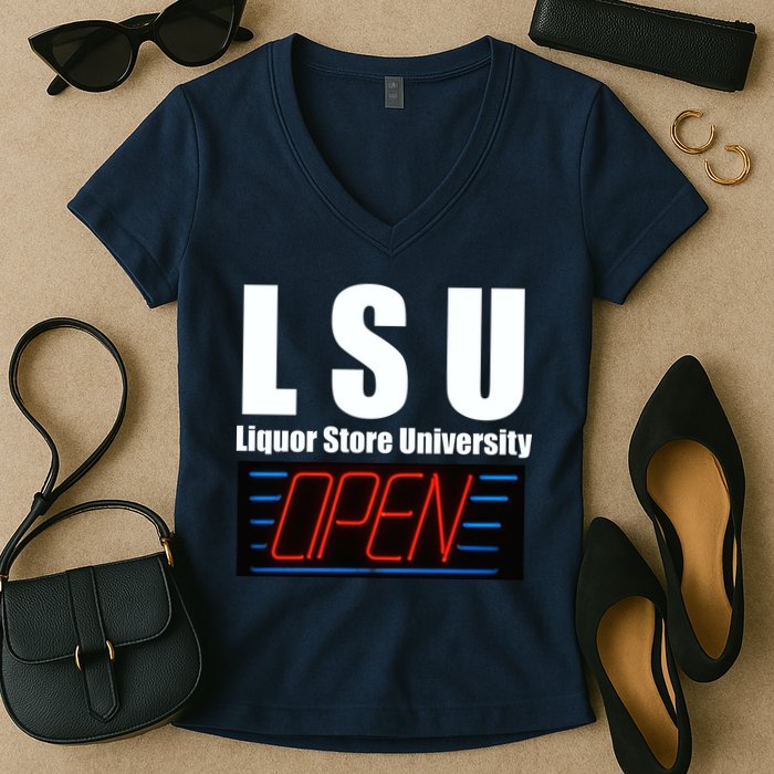 Liquor Store University LSU Funny Parody Women's V-Neck T-Shirt