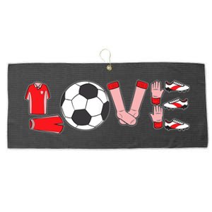 Love Soccer Valentines Day Sport Fan Lover Midfielder Goalie Large Microfiber Waffle Golf Towel