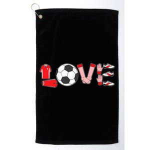 Love Soccer Valentines Day Sport Fan Lover Midfielder Goalie Platinum Collection Golf Towel