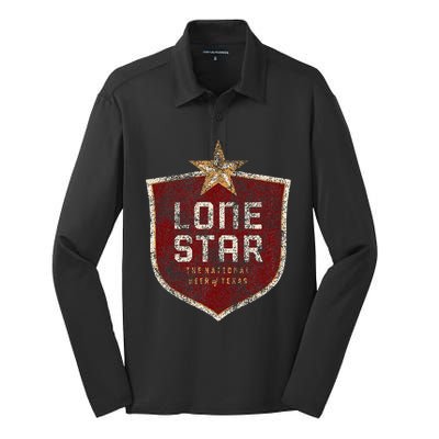 Lone Star Vintage Style Logo Silk Touch Performance Long Sleeve Polo