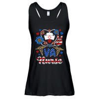 Leopard Sunflower VA Nurse American Flag Funny 4th Of July Ladies Essential Flowy Tank