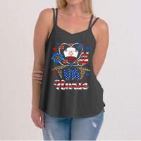 Leopard Sunflower VA Nurse American Flag Funny 4th Of July Women's Strappy Tank