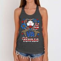 Leopard Sunflower VA Nurse American Flag Funny 4th Of July Women's Knotted Racerback Tank