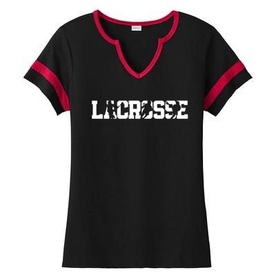 Lacrosse Stick Vintage Retro Gift Ladies Halftime Notch Neck Tee