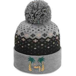 Lazy Sloth Vacation Palm Tree The Baniff Cuffed Pom Beanie