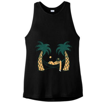 Lazy Sloth Vacation Palm Tree Ladies PosiCharge Tri-Blend Wicking Tank