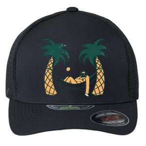 Lazy Sloth Vacation Palm Tree Flexfit Unipanel Trucker Cap