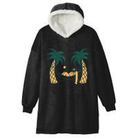 Lazy Sloth Vacation Palm Tree Hooded Wearable Blanket