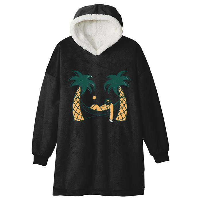 Lazy Sloth Vacation Palm Tree Hooded Wearable Blanket