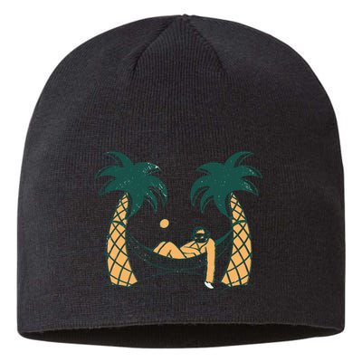 Lazy Sloth Vacation Palm Tree Sustainable Beanie