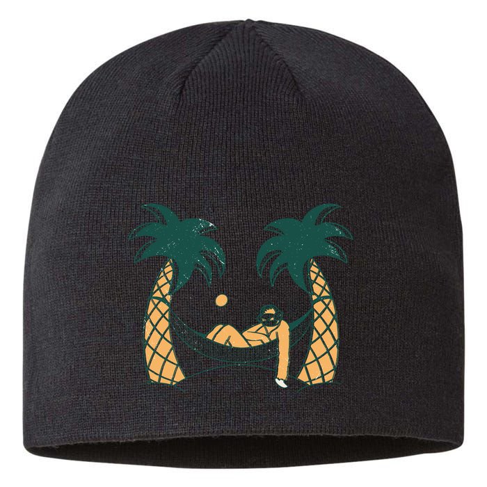 Lazy Sloth Vacation Palm Tree Sustainable Beanie