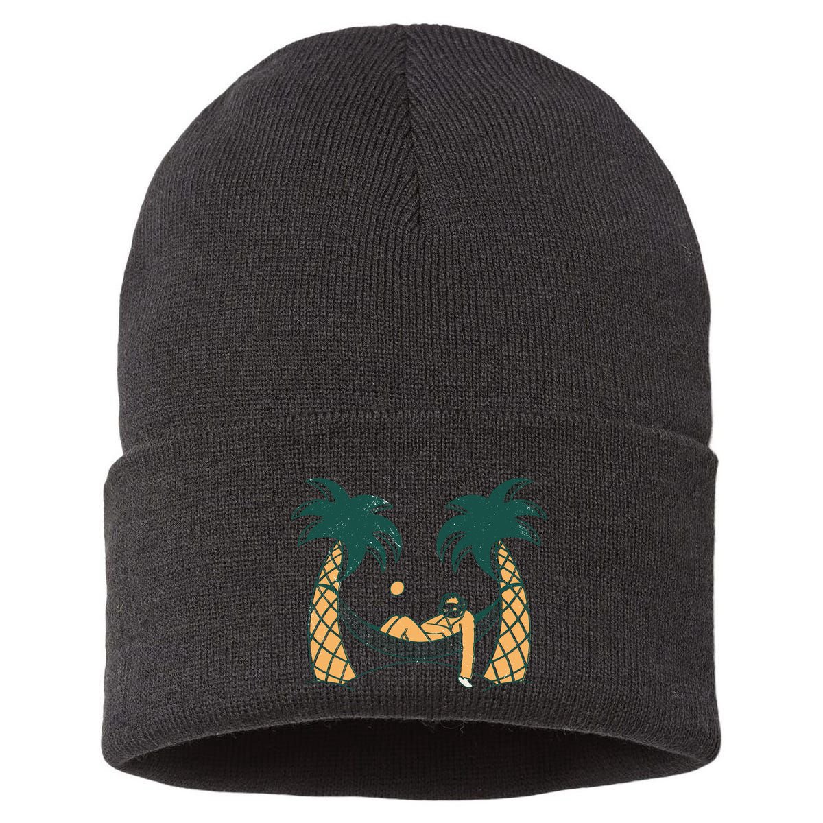 Lazy Sloth Vacation Palm Tree Sustainable Knit Beanie