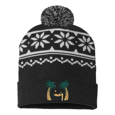 Lazy Sloth Vacation Palm Tree USA-Made Snowflake Beanie