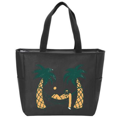 Lazy Sloth Vacation Palm Tree Zip Tote Bag