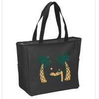 Lazy Sloth Vacation Palm Tree Zip Tote Bag