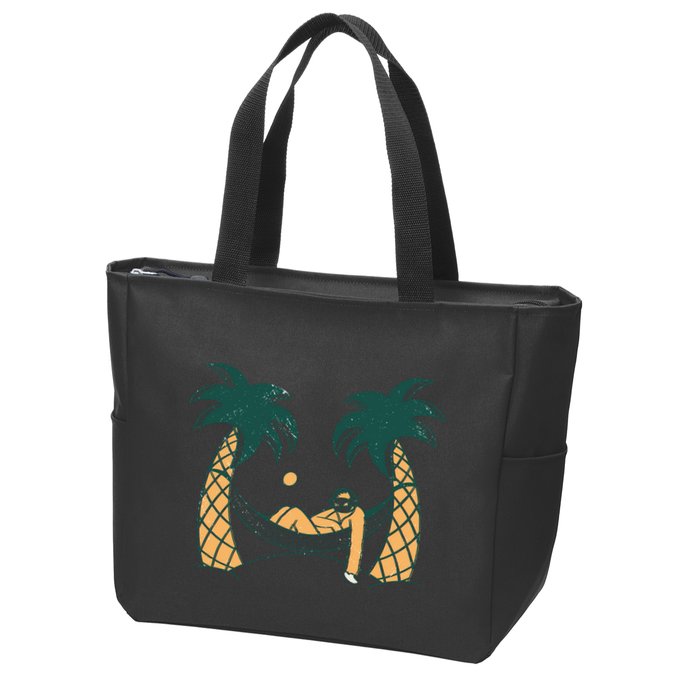 Lazy Sloth Vacation Palm Tree Zip Tote Bag