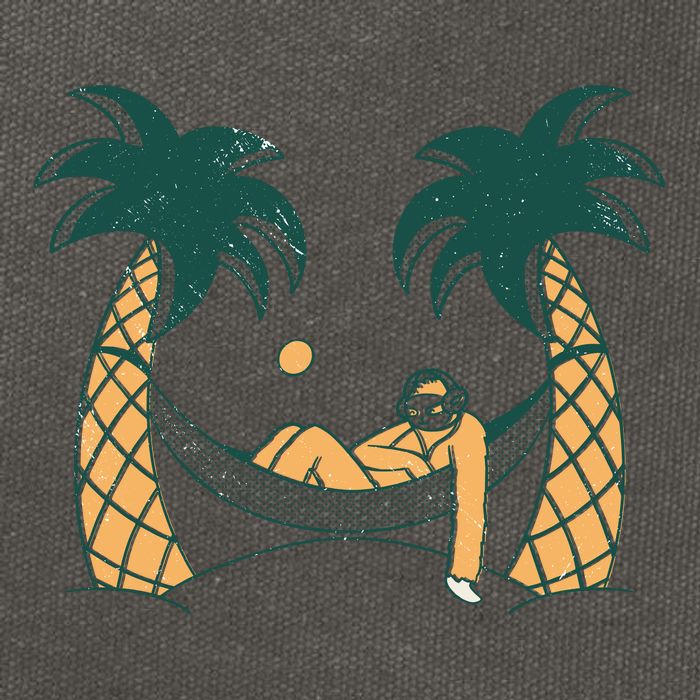 Lazy Sloth Vacation Palm Tree Cotton Canvas Backpack