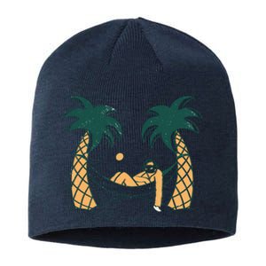 Lazy Sloth Vacation Palm Tree Sustainable Beanie