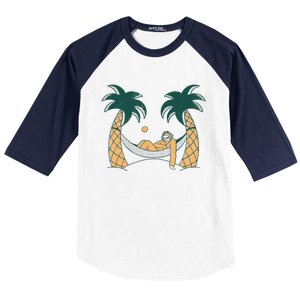 Lazy Sloth Vacation Palm Tree Baseball Sleeve Shirt