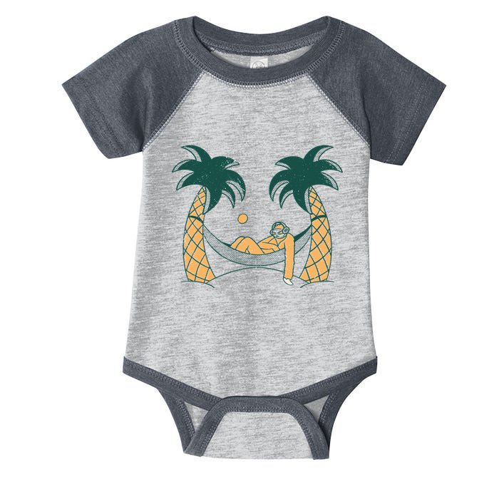 Lazy Sloth Vacation Palm Tree Infant Baby Jersey Bodysuit