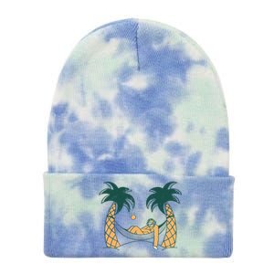 Lazy Sloth Vacation Palm Tree Tie Dye 12in Knit Beanie