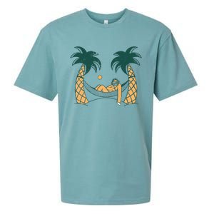 Lazy Sloth Vacation Palm Tree Sueded Cloud Jersey T-Shirt