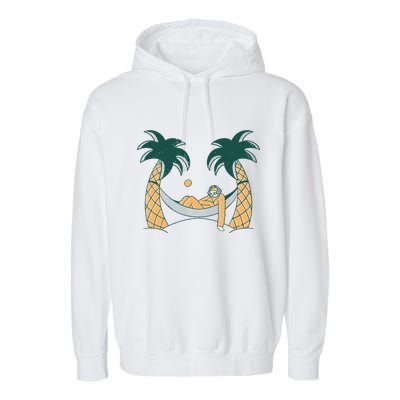 Lazy Sloth Vacation Palm Tree Garment-Dyed Fleece Hoodie