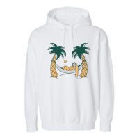 Lazy Sloth Vacation Palm Tree Garment-Dyed Fleece Hoodie