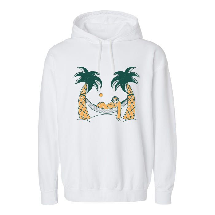 Lazy Sloth Vacation Palm Tree Garment-Dyed Fleece Hoodie