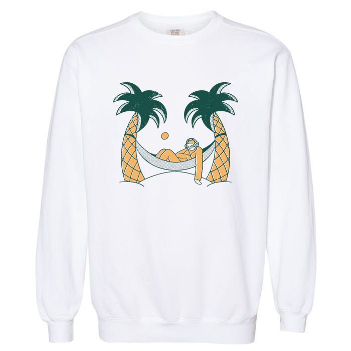 Lazy Sloth Vacation Palm Tree Garment-Dyed Sweatshirt