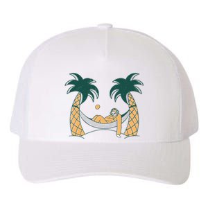 Lazy Sloth Vacation Palm Tree Yupoong Adult 5-Panel Trucker Hat