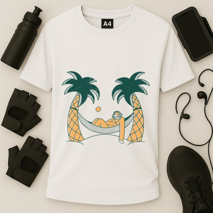Lazy Sloth Vacation Palm Tree Performance Shirt
