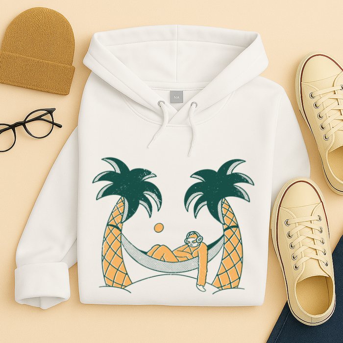 Lazy Sloth Vacation Palm Tree Hoodie