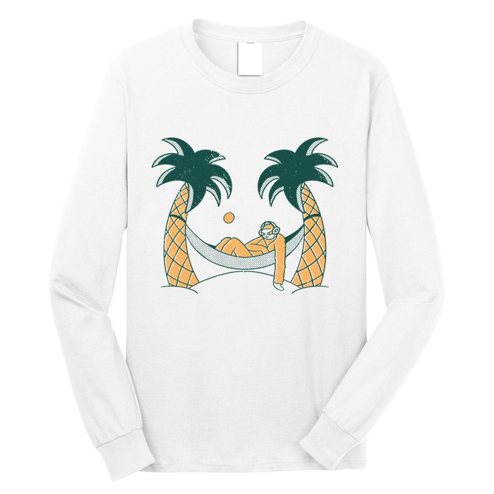 Lazy Sloth Vacation Palm Tree Long Sleeve Shirt