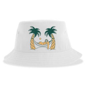 Lazy Sloth Vacation Palm Tree Sustainable Bucket Hat