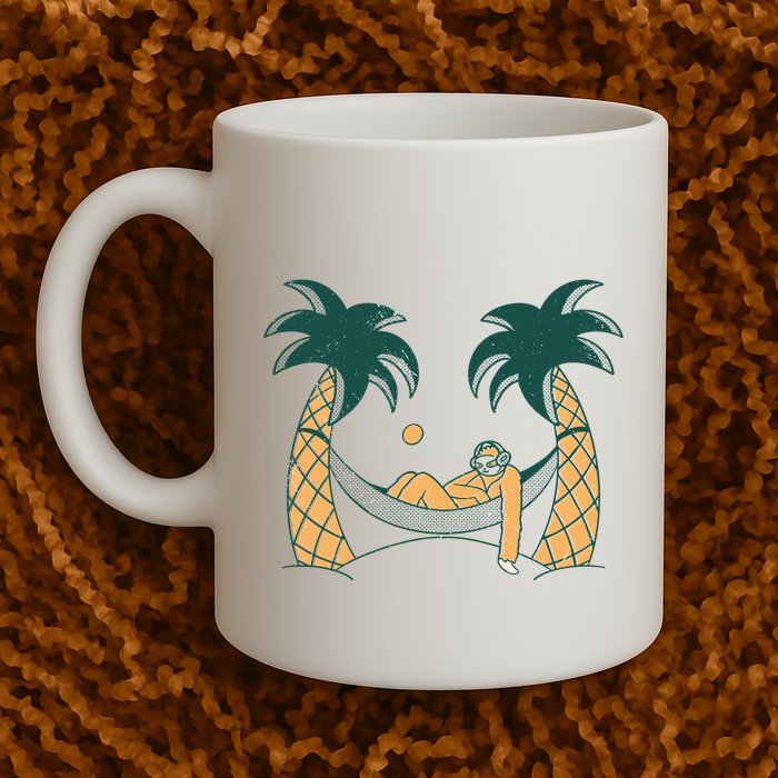 Lazy Sloth Vacation Palm Tree Mug