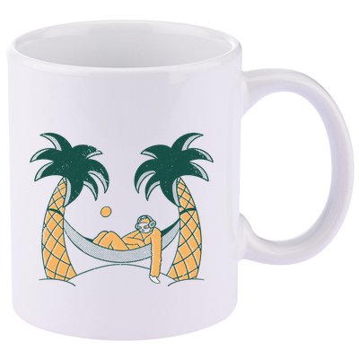 Lazy Sloth Vacation Palm Tree 11oz C Handle Ceramic Mug