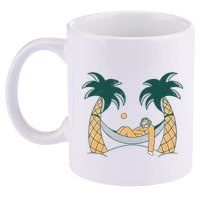 Lazy Sloth Vacation Palm Tree 11oz C Handle Ceramic Mug