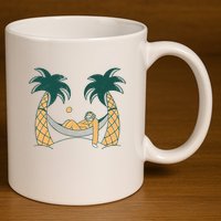 Lazy Sloth Vacation Palm Tree 11oz C Handle Ceramic Mug